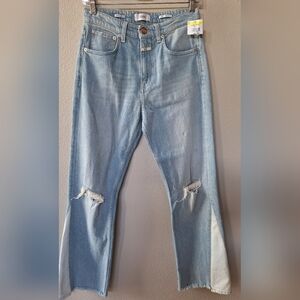 Closed Womens High Rise Light Wash Distressed Multi Colored Flare Jeans Size 27